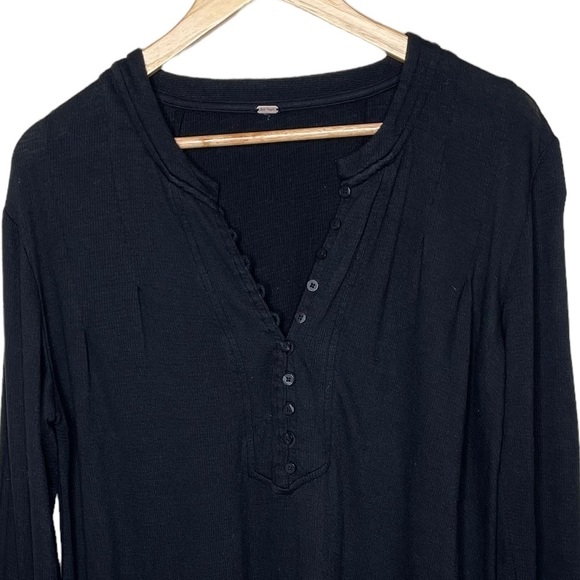 Free People Your Girl Henley Tunic Ruffle Black Small - Picture 7 of 16